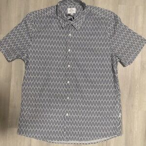 Peter Werth London “Zabel” NWT Blue & White Geometric, Short Sleeve Shirt XL